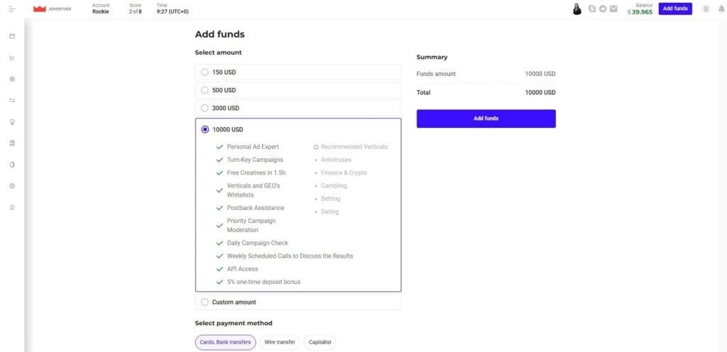 RichAds Deposit And Budget Control